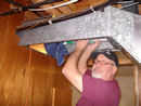 We get up into the duct using a telescopic pole with a slightly moist towel on a brush to mop away any remaining dust